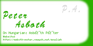 peter asboth business card